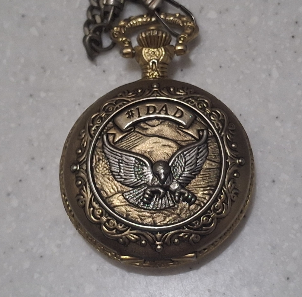 Vintage Style Pocket Watch with Eagle Design